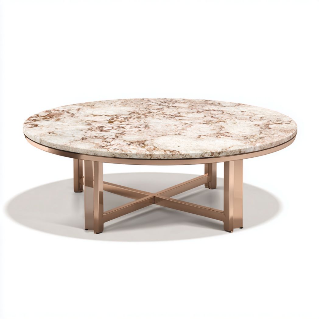 Table basse ronde en marbre avec pieds métalliques-Rf Home Designer