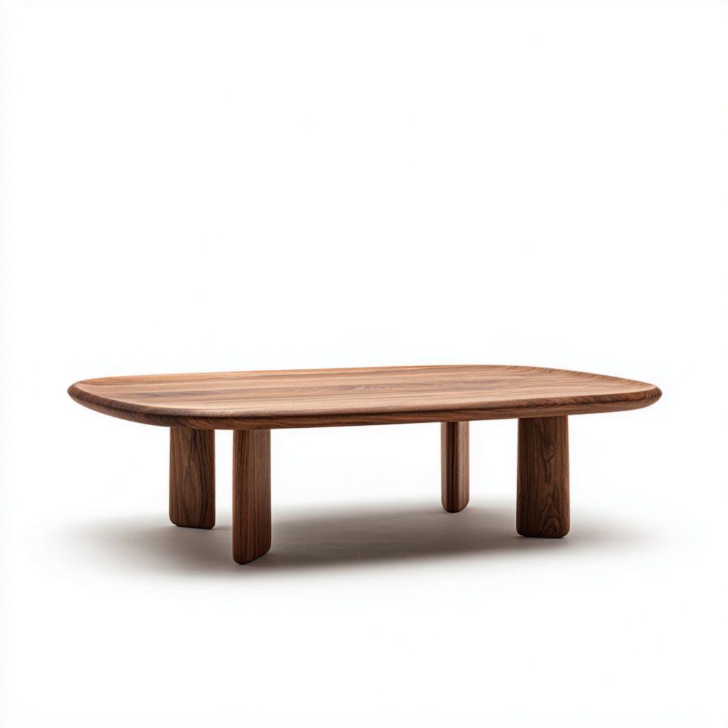 Table basse rectangulaire arrondie en bois foncé-Rf Home Designer