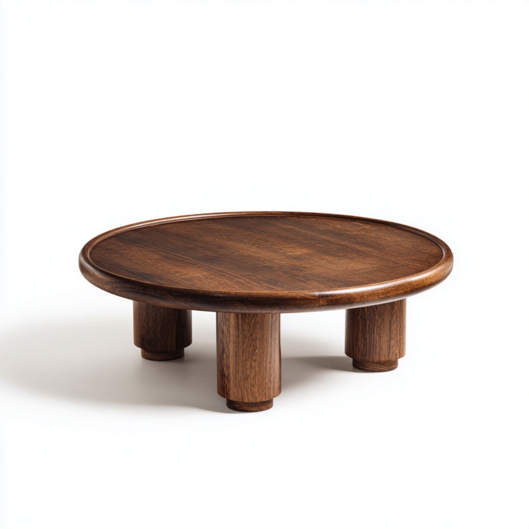 Table basse ronde en bois avec pieds cylindriques-Rf Home Designer