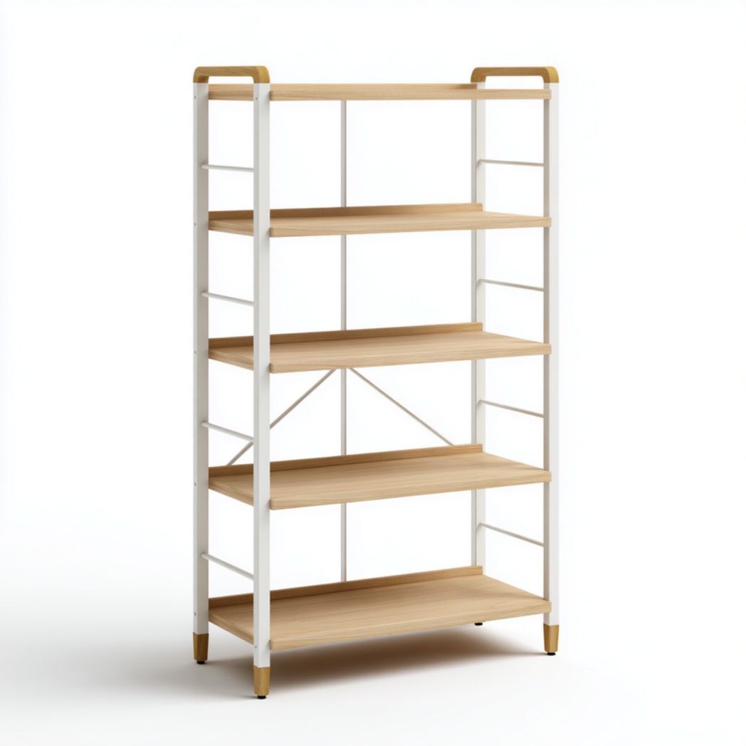 Étagère en métal blanc et bois à 5 niveaux