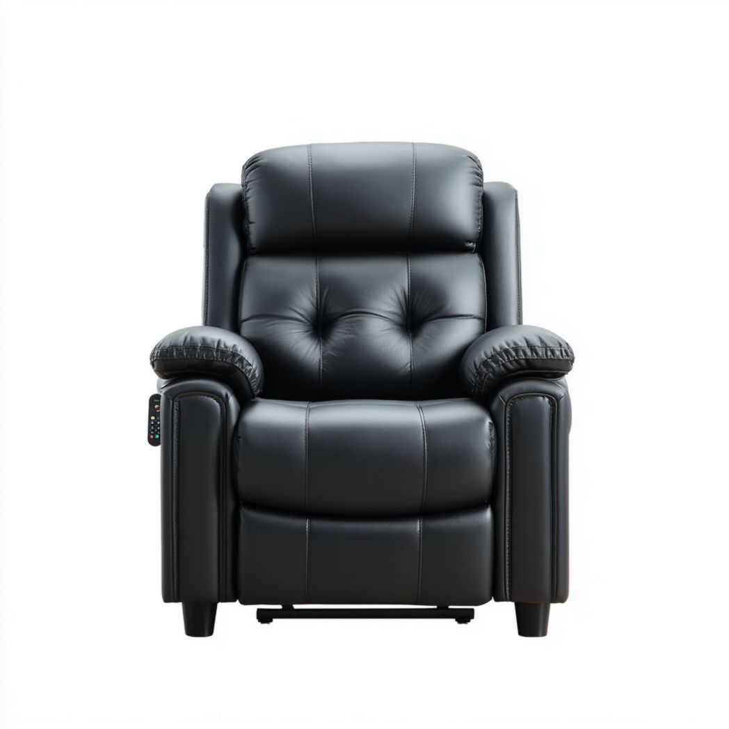 Fauteuil relax en simili cuir noir avec fonction massage