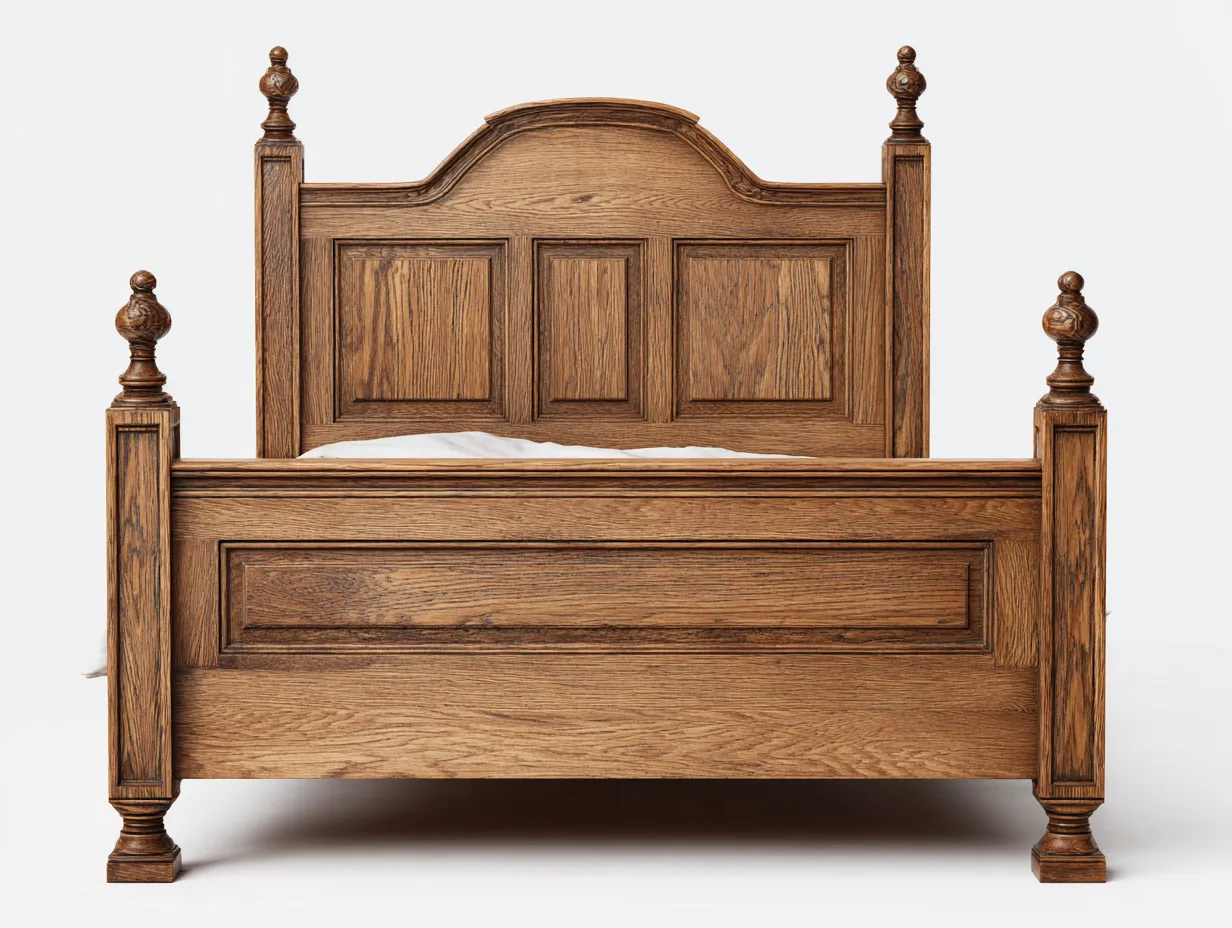 Lit double - bois massif chêne - 200x160x110 cm - Bois naturel - Style classique-Cottagetpad