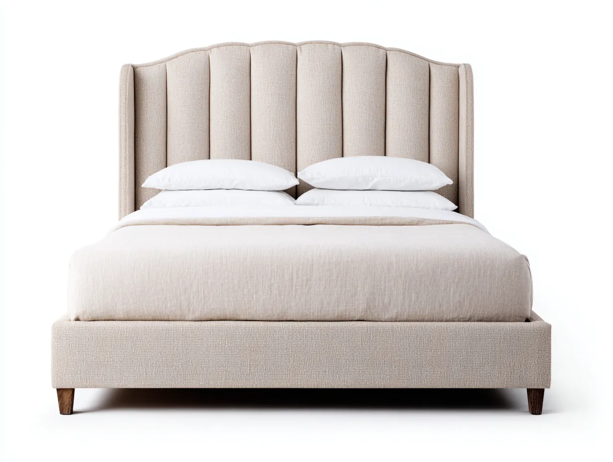 Lit double - textile - 208x182x118 cm - Beige - Style contemporain-Cottagetpad