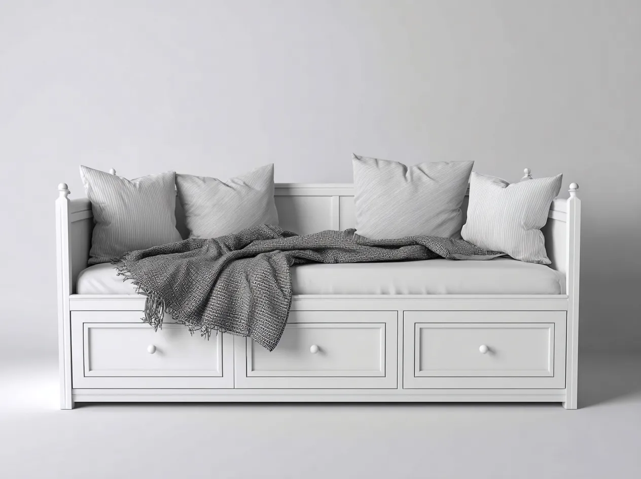 Canapé lit - bois massif - 203x92x78 cm - Blanc - Style classique-Cottagetpad