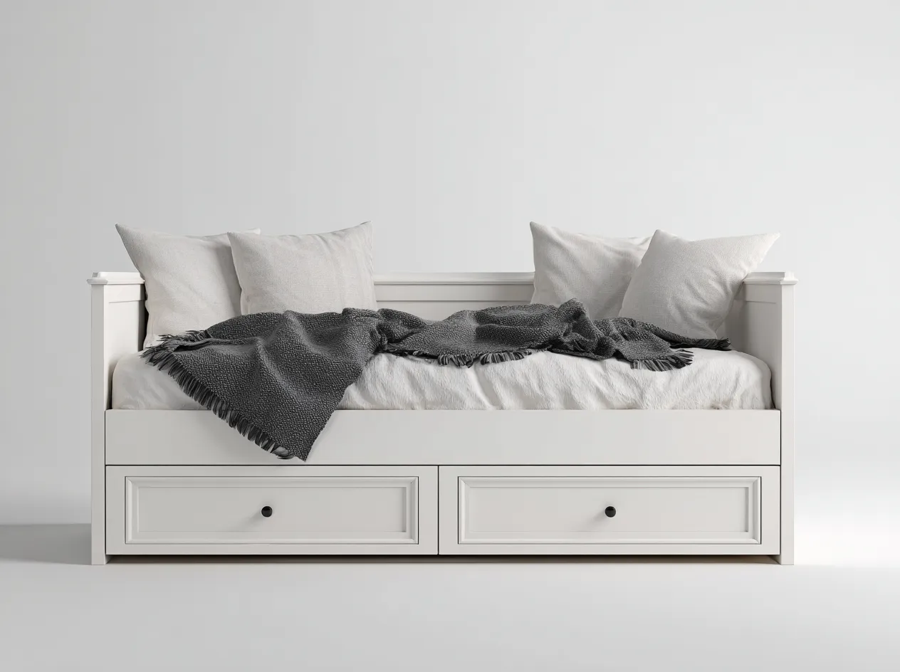 Canapé lit - bois massif - 201x91x77 cm - Blanc - Style classique-Cottagetpad