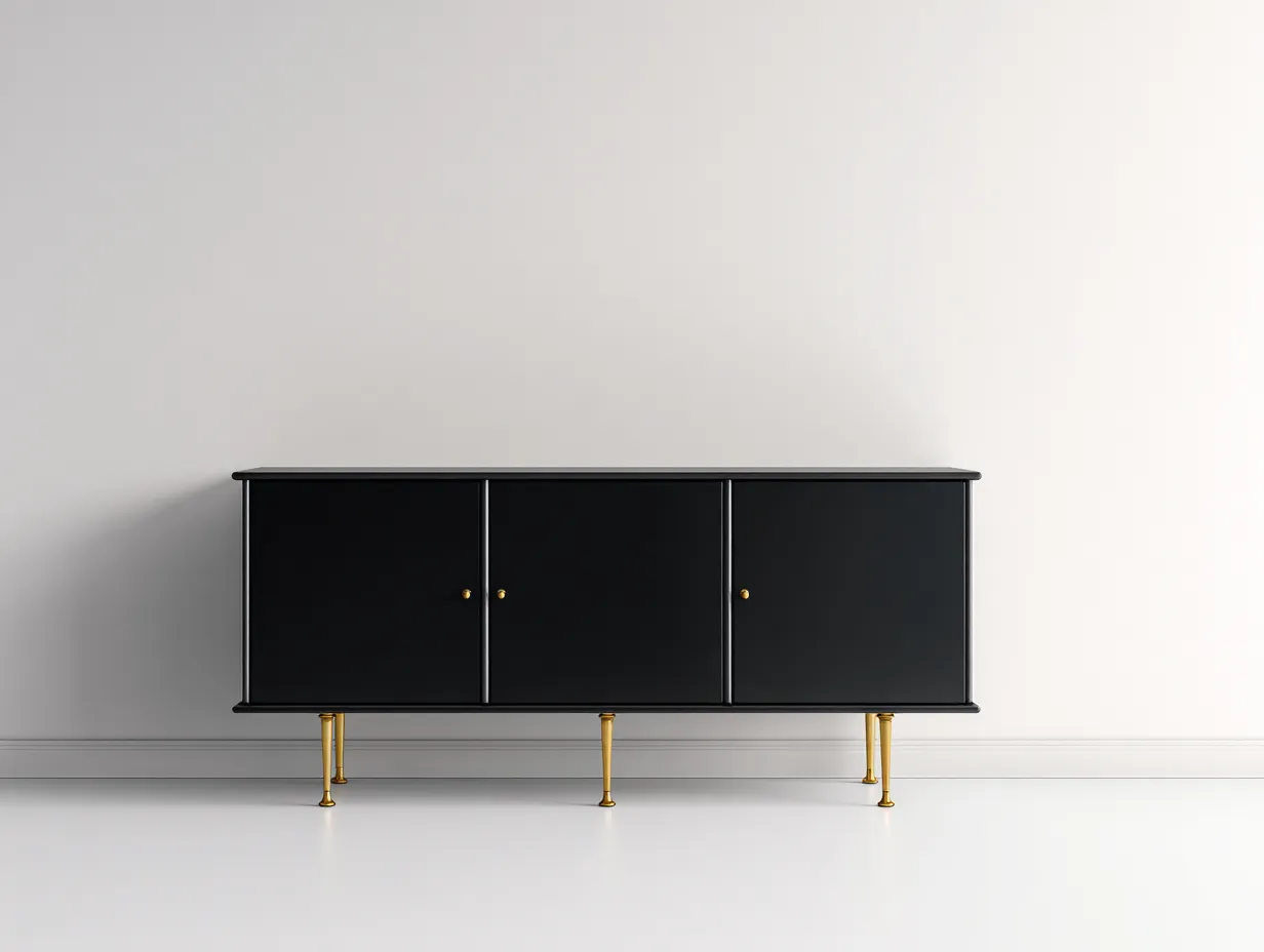 Meuble d'entrée - Bois-Métal - 196x43x81 cm - Noir-Doré - Style contemporain-Cottagetpad