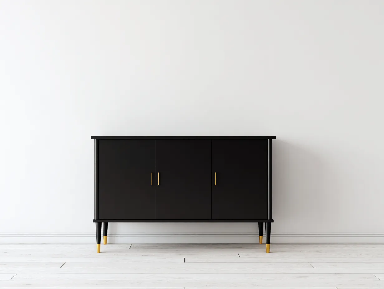 Meuble d'entrée - Bois-Métal - 168x40x78 cm - Noir-Doré - Style contemporain-Cottagetpad