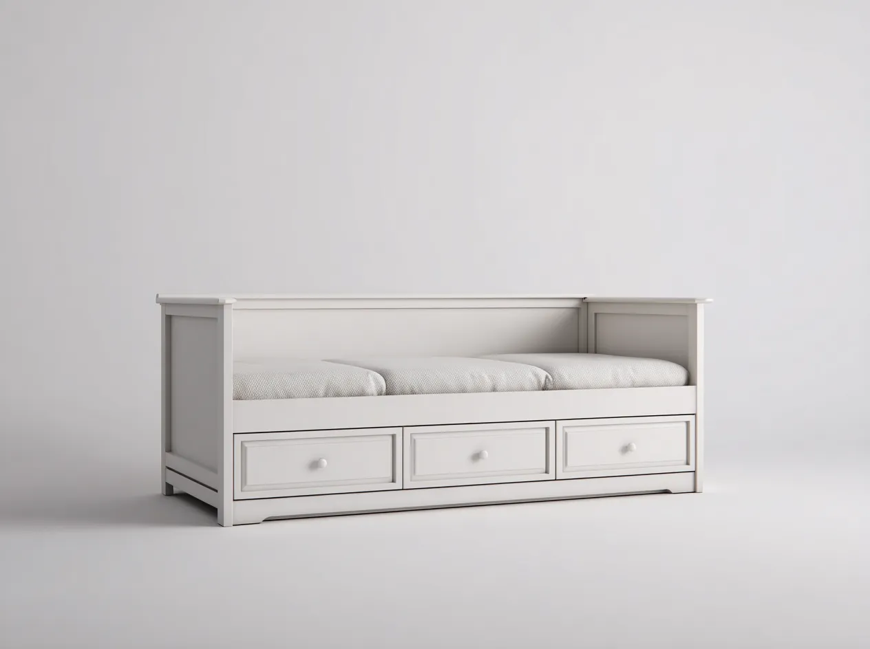 Canapé lit - bois massif - 209x95x84 cm - Blanc - Style classique-Cottagetpad