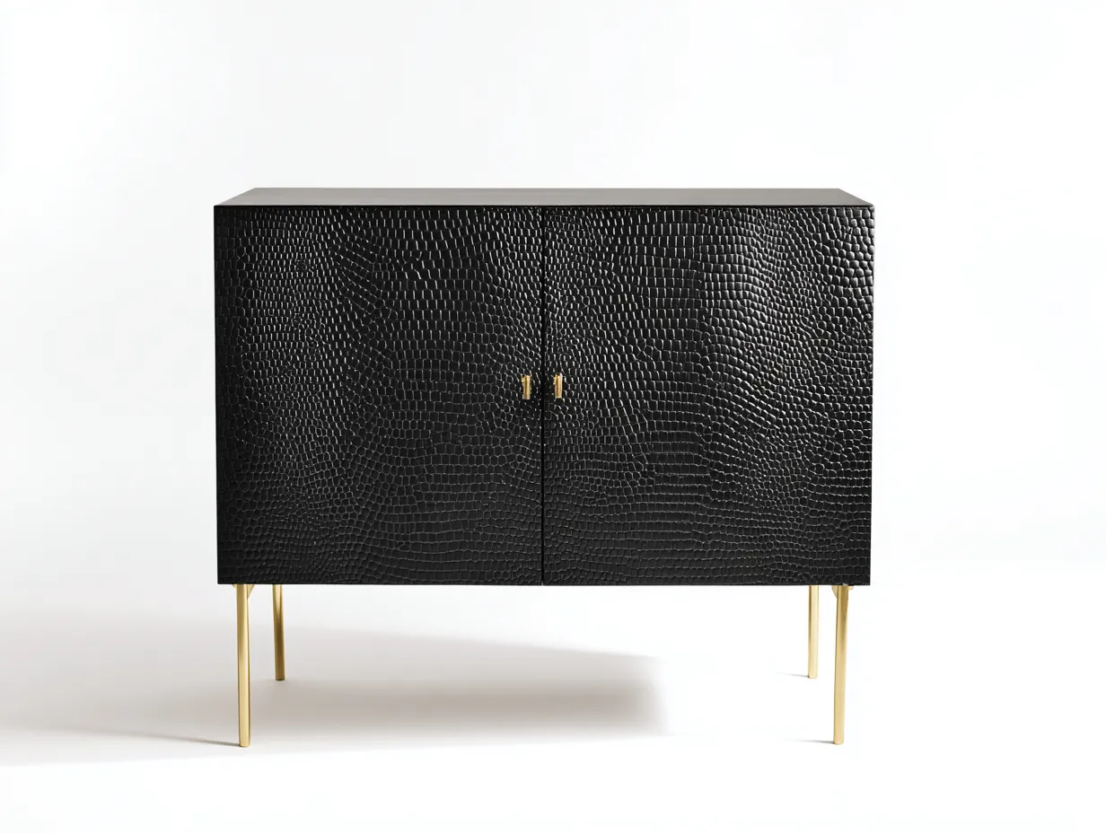 Meuble d'entrée - Bois-Métal - 128x40x82 cm - Noir-Doré - Style contemporain-Cottagetpad