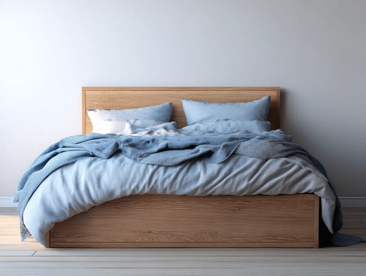 Lit double - bois massif - 200x160x93 cm - Bois naturel - Style minimaliste-Cottagetpad