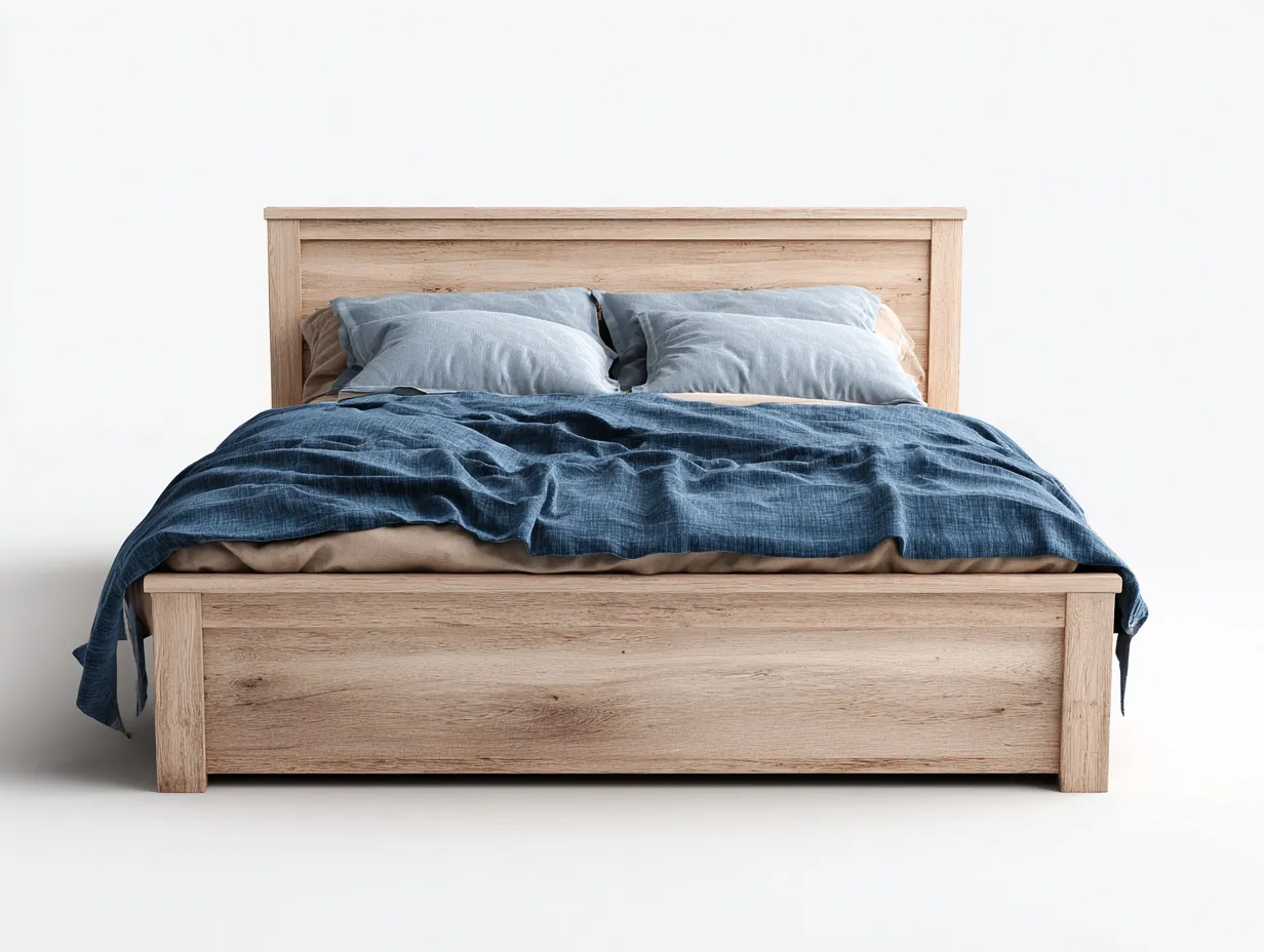 Lit double - bois massif - 200x180x96 cm - Bois naturel - Style moderne-Cottagetpad