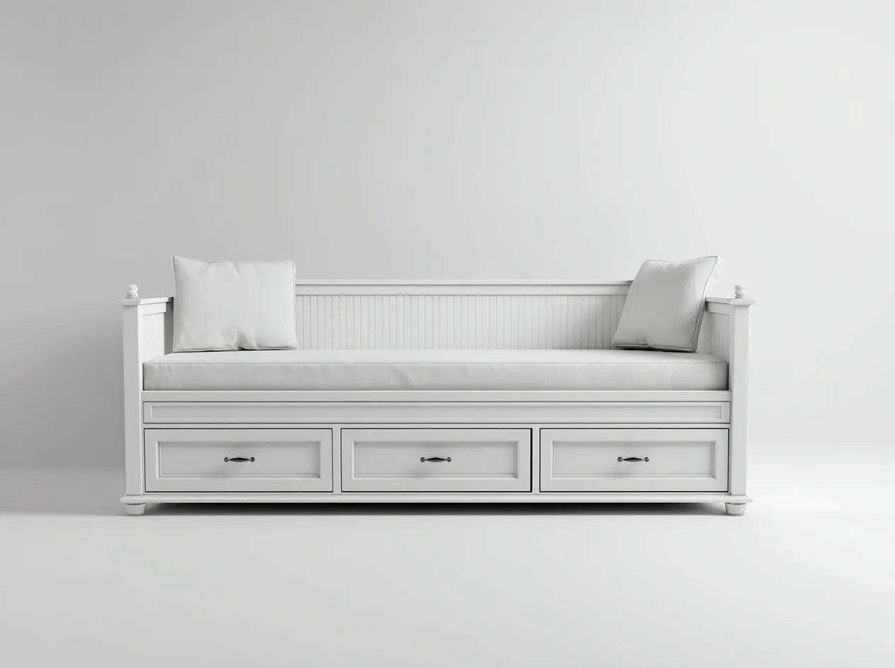 Canapé lit - bois massif - 207x94x82 cm - Blanc - Style classique-Cottagetpad