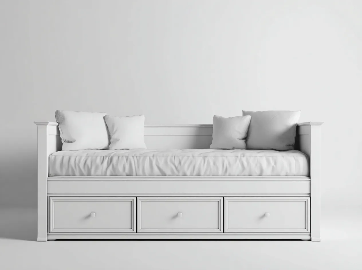 Canapé lit - bois massif - 205x93x80 cm - Blanc - Style classique-Cottagetpad