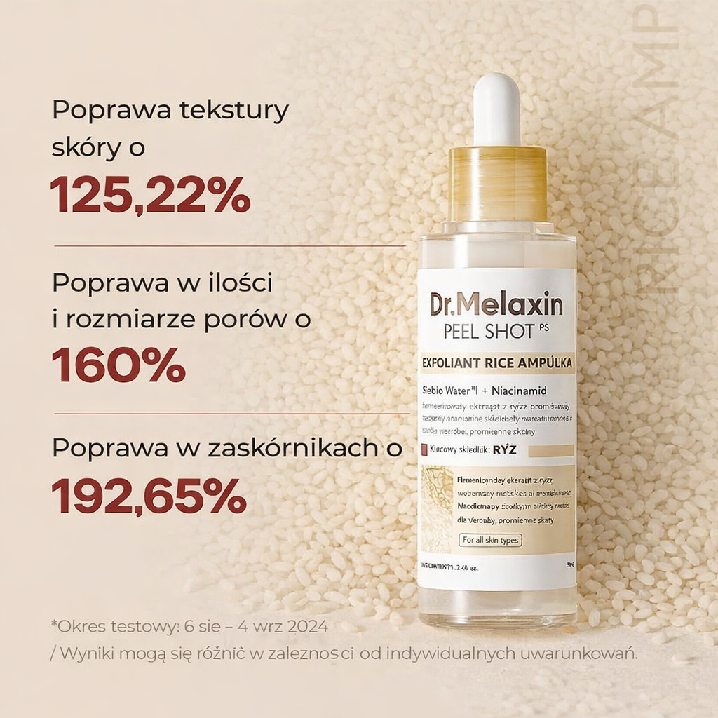 [Dr.Melaxin Official] Ampułki Peel Shot Glow Rice Duo - Serum rozjaśniające, peelingujące i nawilżające