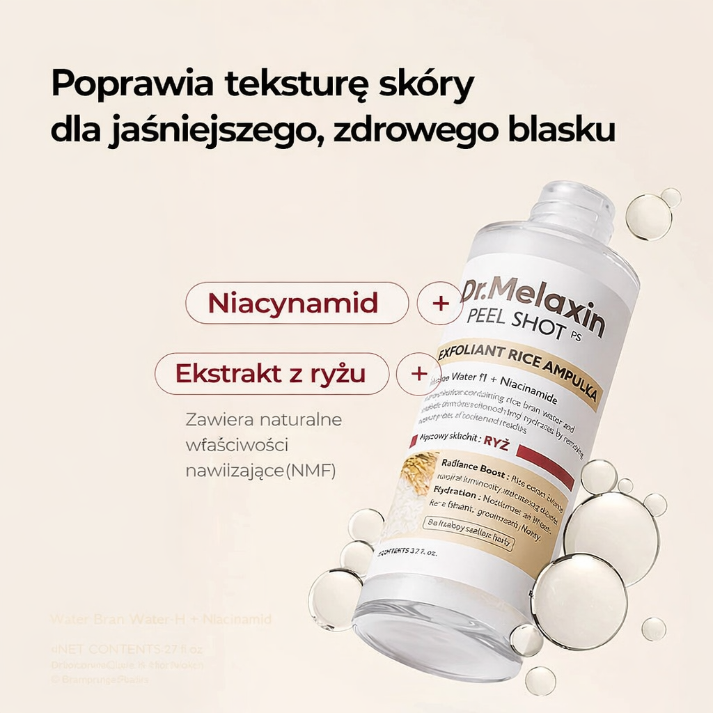 [Dr.Melaxin Official] Ampułki Peel Shot Glow Rice Duo - Serum rozjaśniające, peelingujące i nawilżające