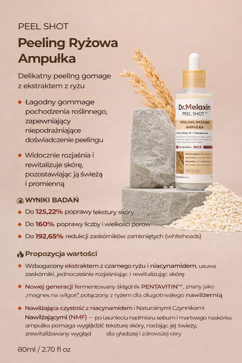 [Dr.Melaxin Official] Ampułki Peel Shot Glow Rice Duo - Serum rozjaśniające, peelingujące i nawilżające