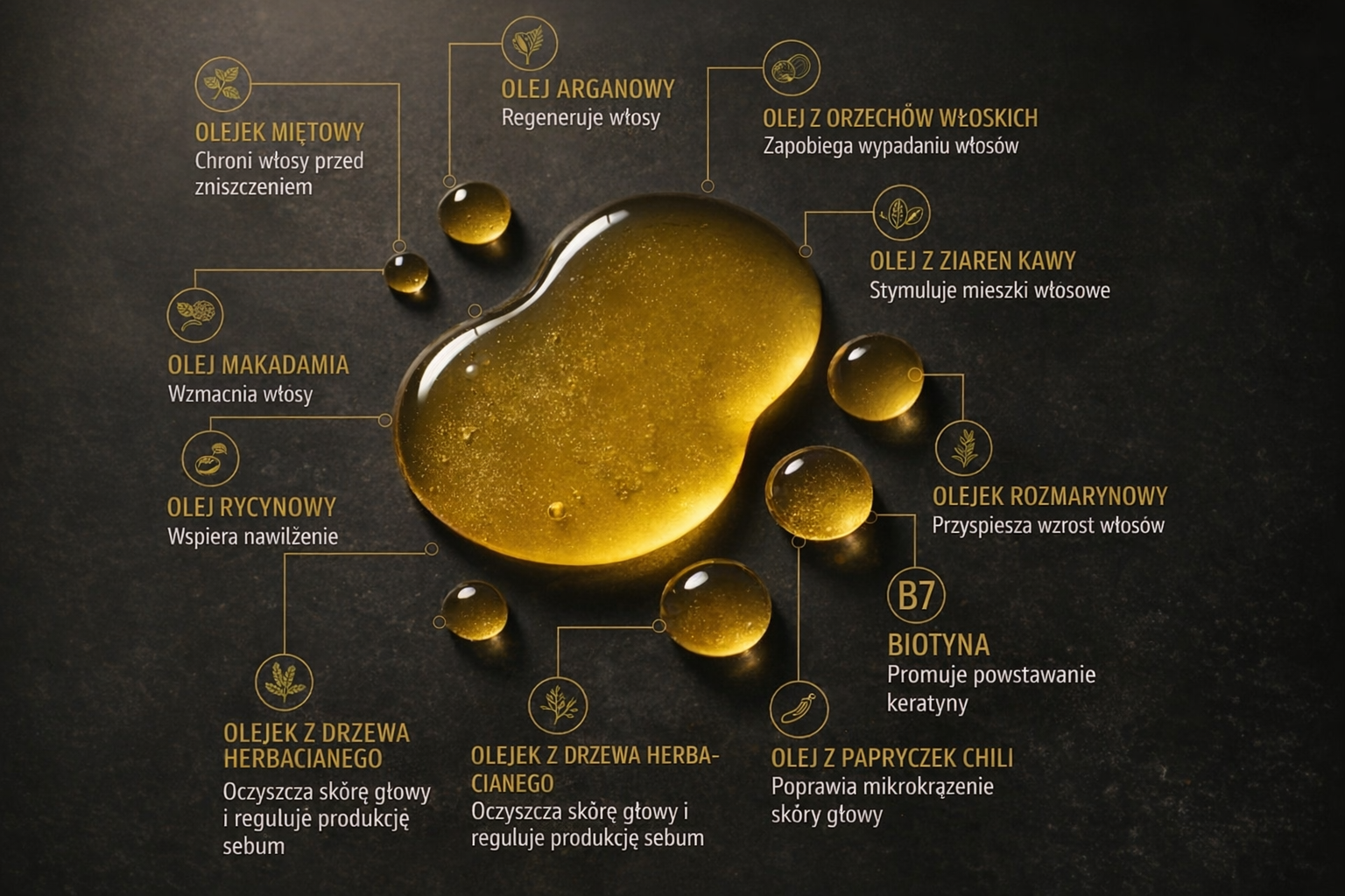 Wegański olejek do włosów