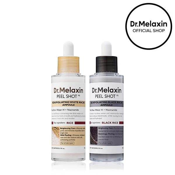 [Dr.Melaxin Official] Ampułki Peel Shot Glow Rice Duo - Serum rozjaśniające, peelingujące i nawilżające