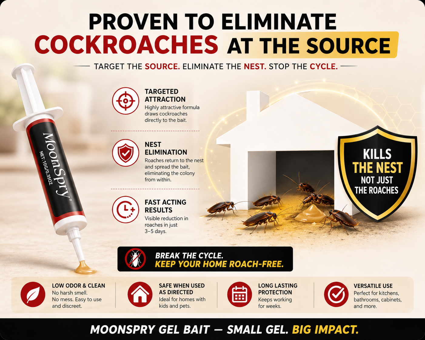Moonspry Cockroach Bait Gel for Effective Cockroach Control in Living Rooms and Interior Spaces Special Bait Agent for Home Use cockroach control fly trap indoor powerful cockroach killer home removal