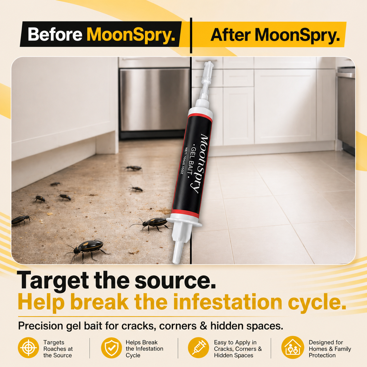 Moonspry Cockroach Bait Gel for Effective Cockroach Control in Living Rooms and Interior Spaces Special Bait Agent for Home Use cockroach control fly trap indoor powerful cockroach killer home removal