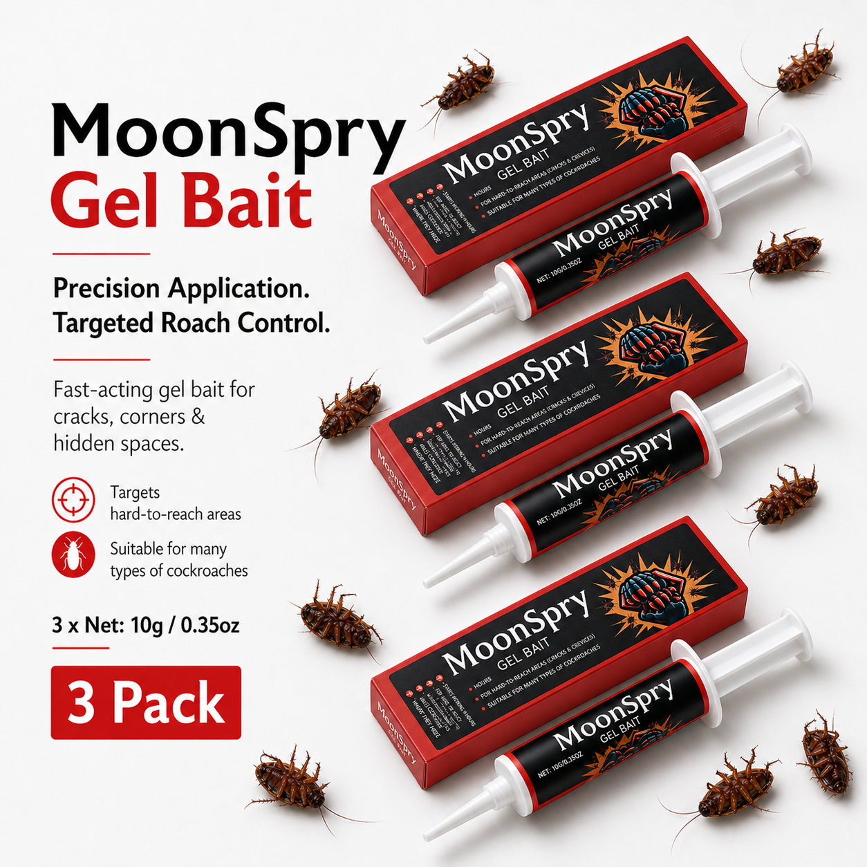 Moonspry Cockroach Bait Gel for Effective Cockroach Control in Living Rooms and Interior Spaces Special Bait Agent for Home Use cockroach control fly trap indoor powerful cockroach killer home removal