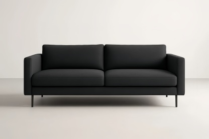 Divano a 2 posti tessuto poliestere nero 200x90x85 cm, Con cuscini