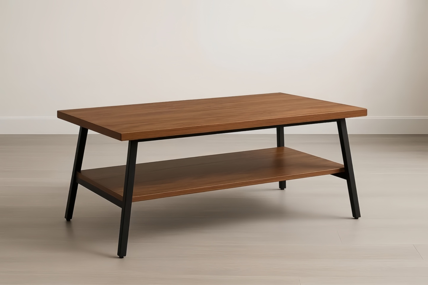 Tavolino da caffè rettangolare in legno e metallo marrone e nero 120x60x45 cm