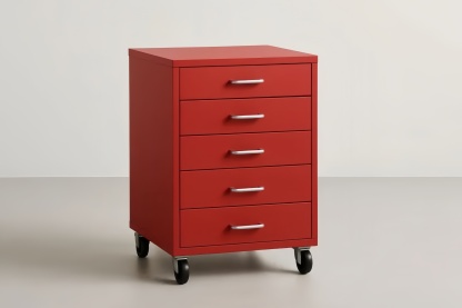 Carrello Porta Attrezzi in Acciaio Rosso con 5 Cassetti e Ruote