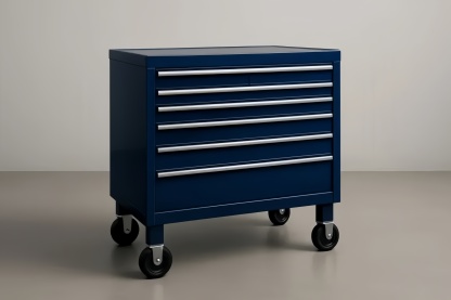 Carrello Porta Attrezzi in Acciaio Blu con 6 Cassetti e Ruote