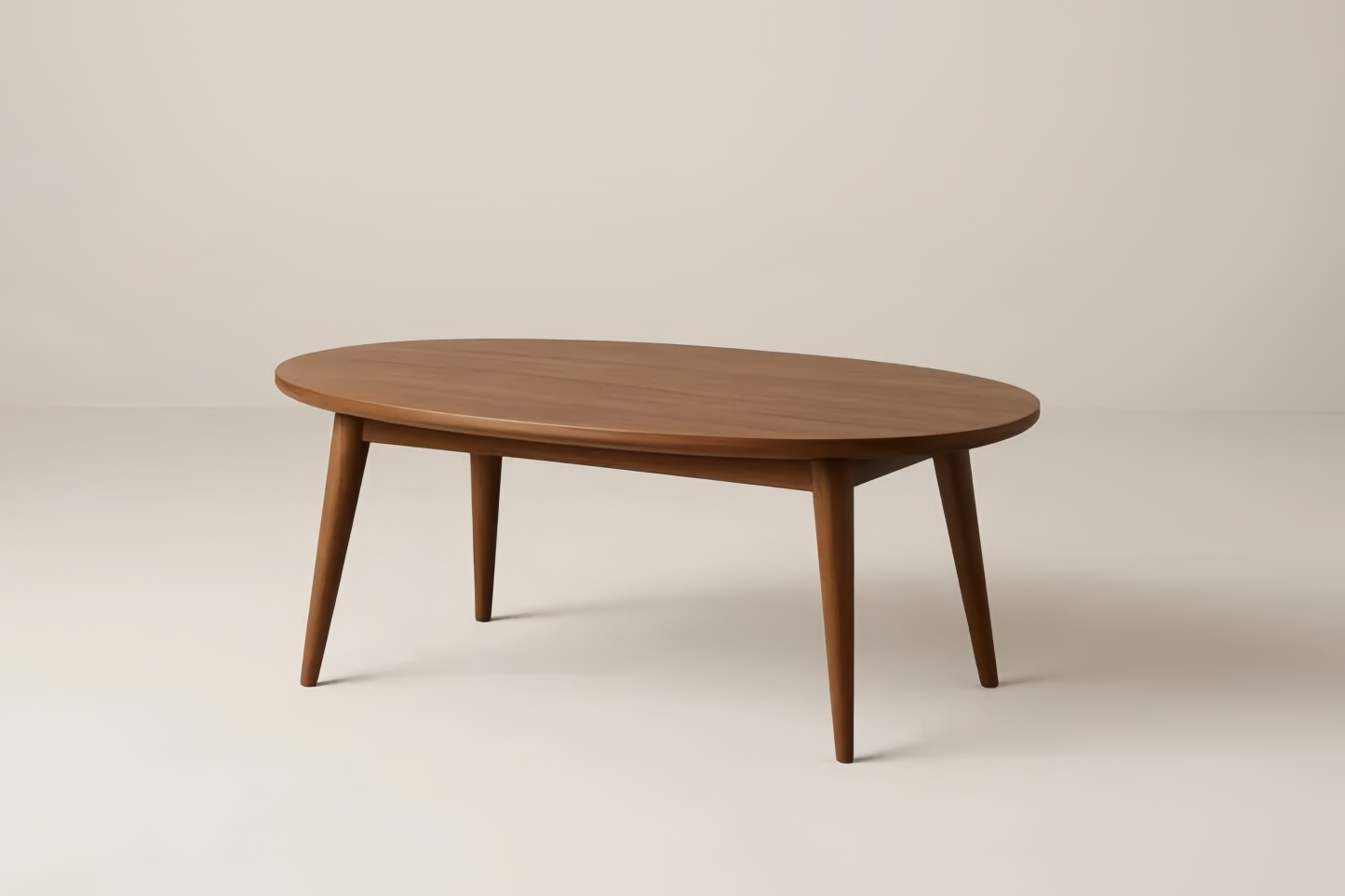 Tavolino da Caffè Ovale in Legno Massello Marrone, Lunghezza 120 cm