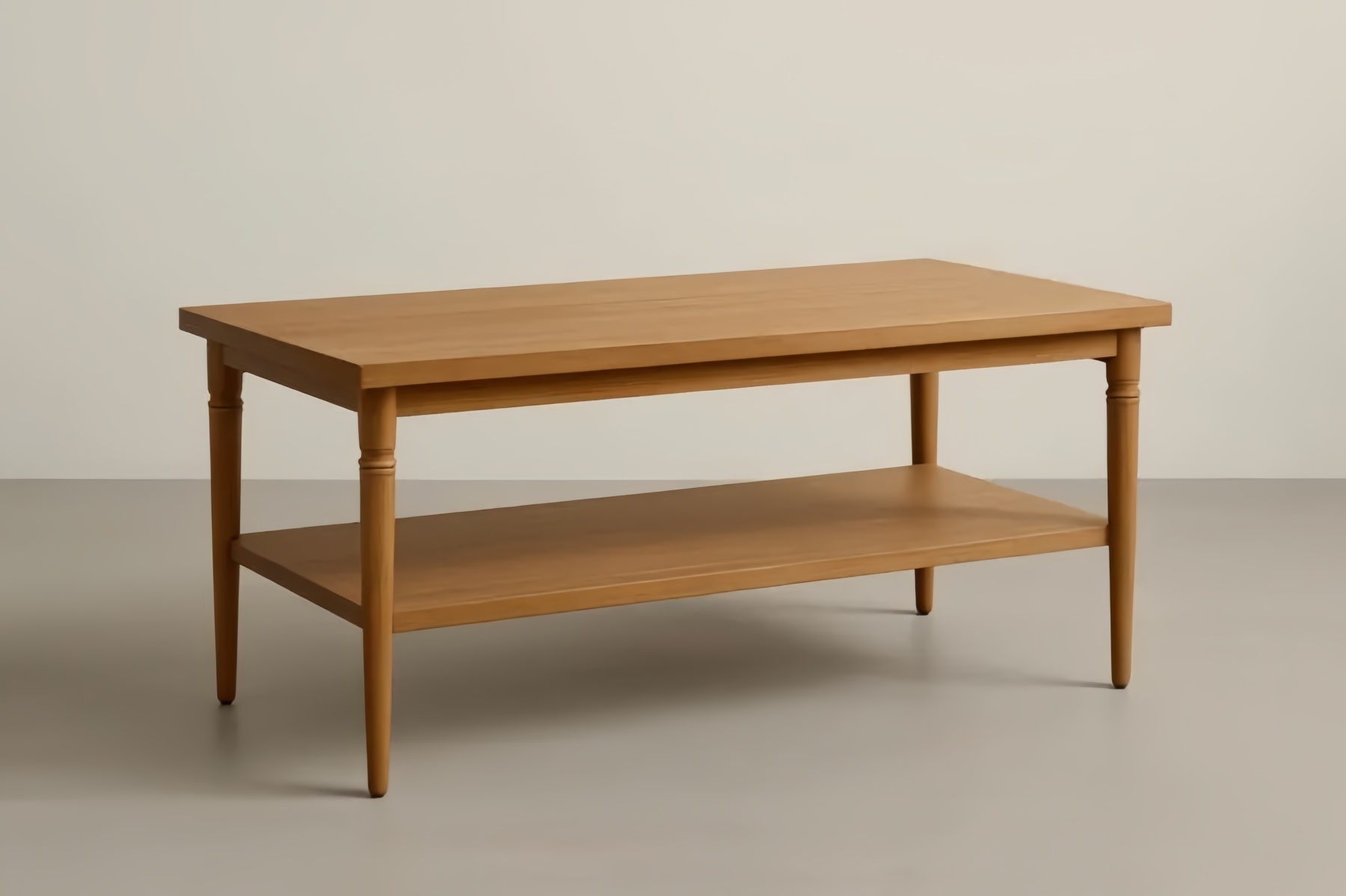 Tavolino da Caffè Rettangolare in Legno di Rovere con Ripiano Naturale