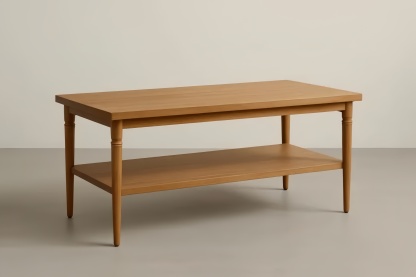 Tavolino da Caffè Rettangolare in Legno di Rovere con Ripiano Naturale