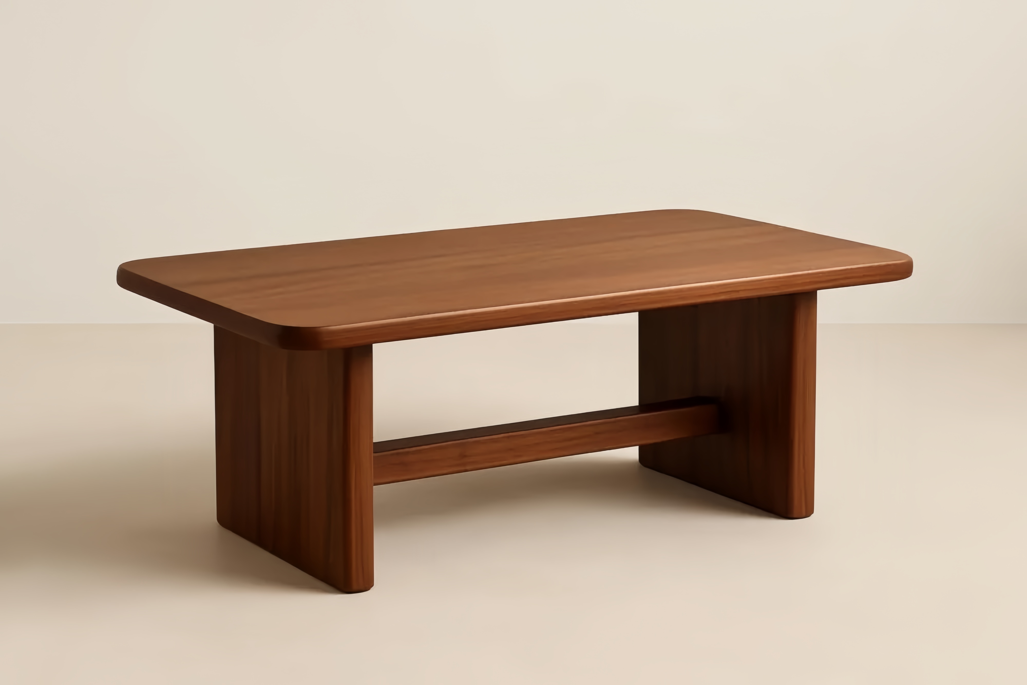 Tavolino da caffè rettangolare in legno massello marrone