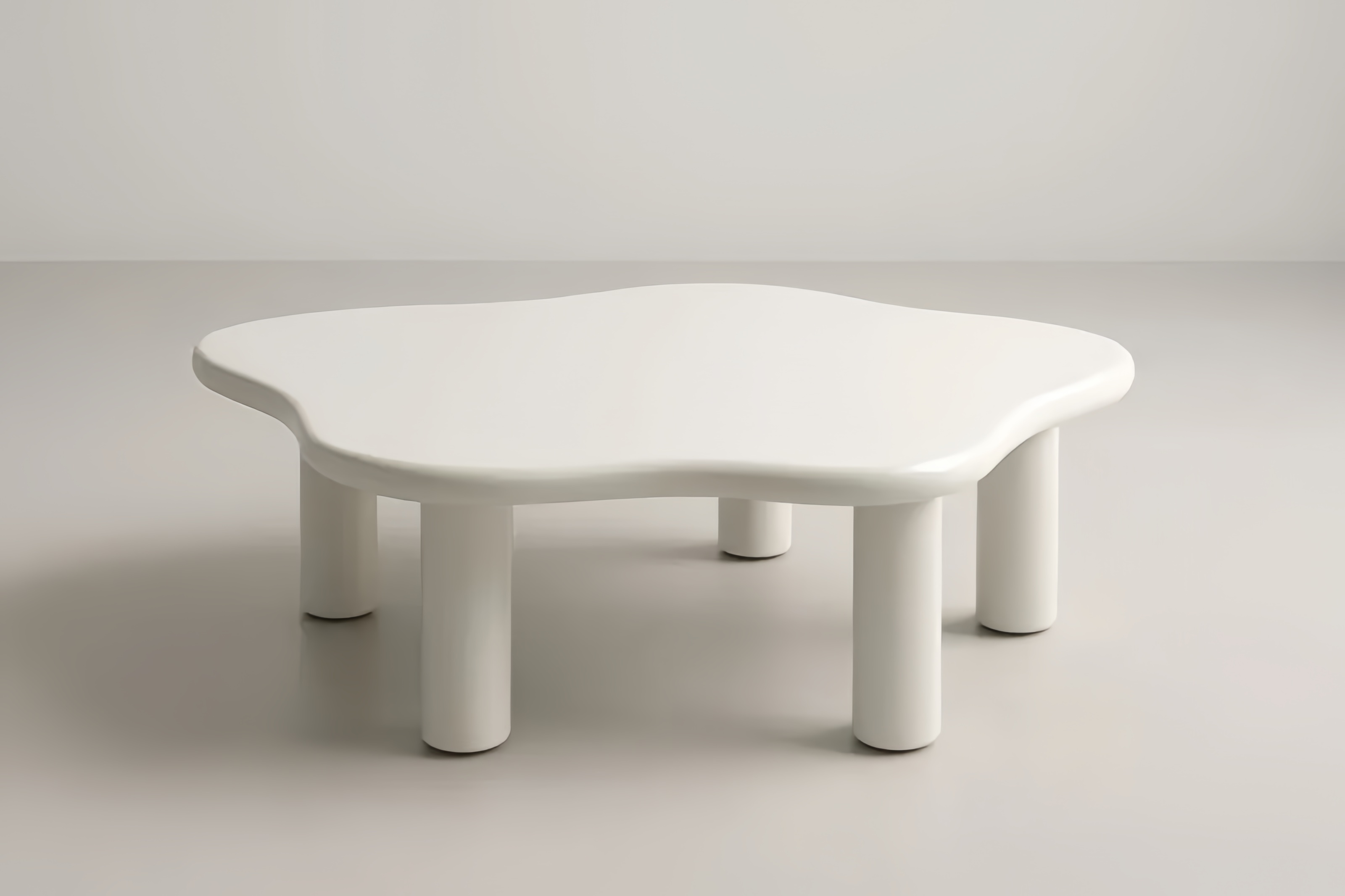 Tavolino da caffè in MDF Bianco Forma Organica 90x90x35 cm(Lu×L×H)