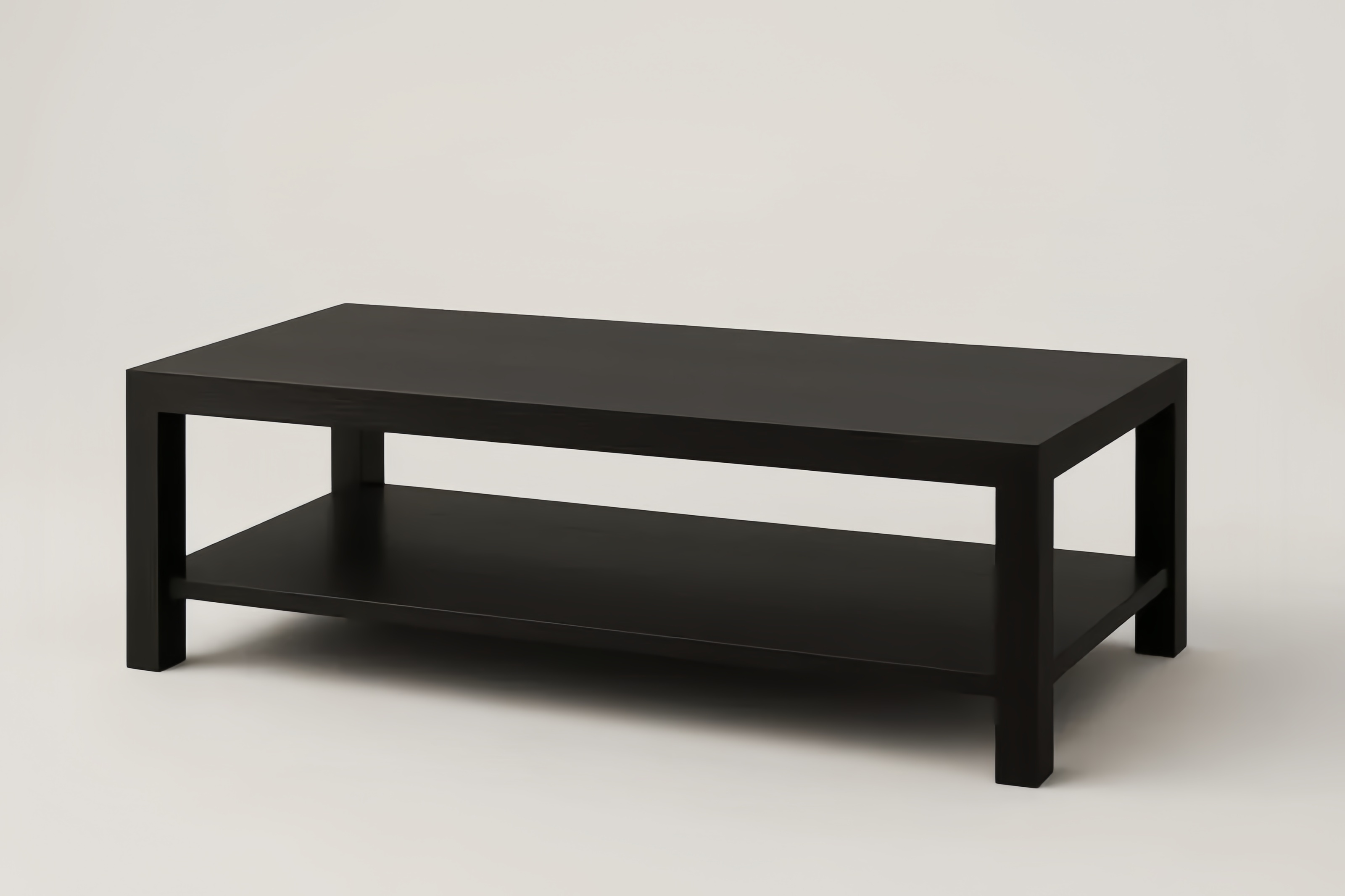 Tavolino da caffè in legno MDF nero con ripiano inferiore