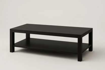 Tavolino da caffè in legno MDF nero con ripiano inferiore