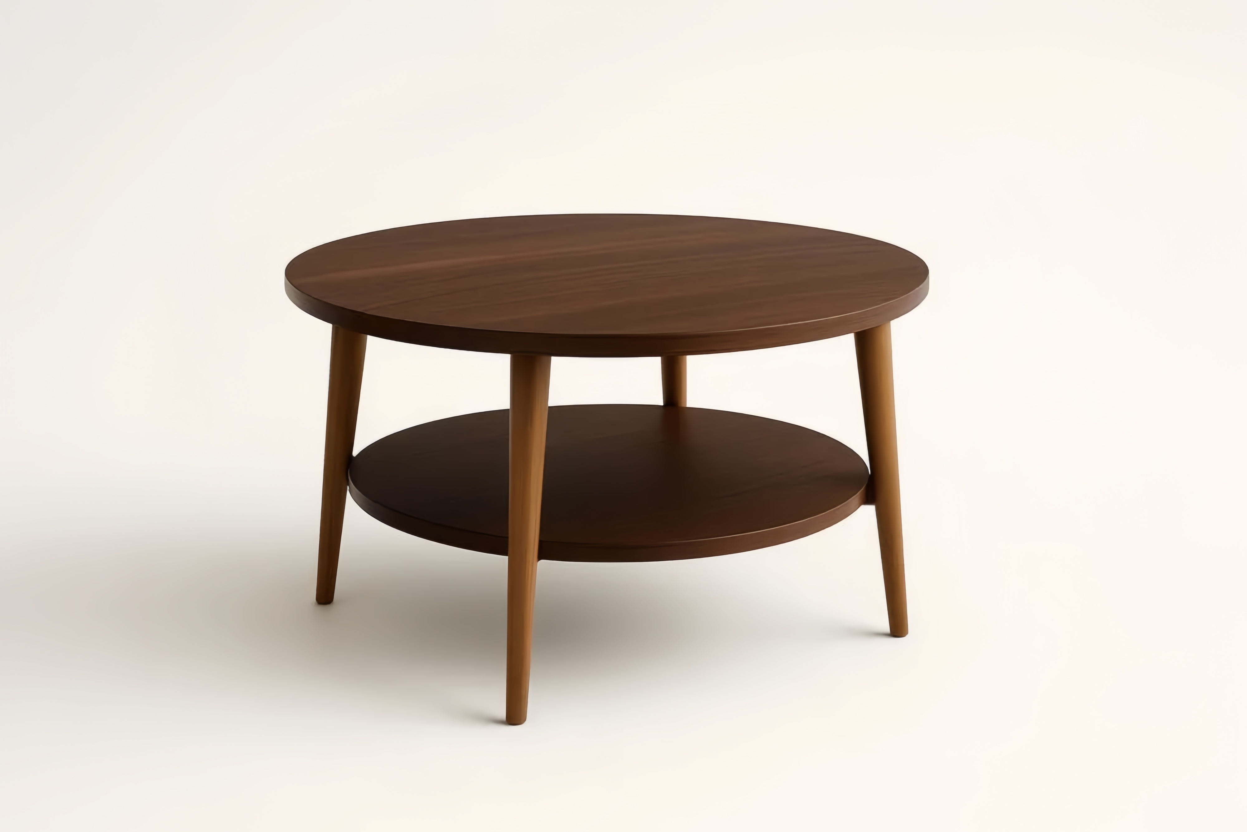 Tavolino da caffè rotondo in legno massello marrone con ripiano 80x80x45 cm