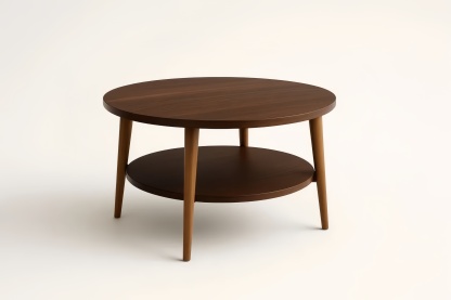 Tavolino da caffè rotondo in legno massello marrone con ripiano 80x80x45 cm