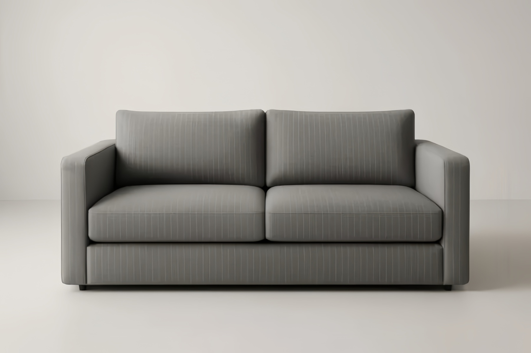 Divano a Due Posti in Tessuto Grigio con Braccioli