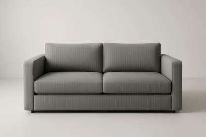 Divano a Due Posti in Tessuto Grigio con Braccioli