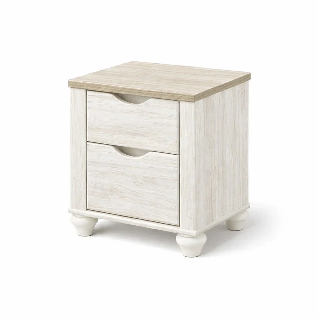 Table de chevet en bois avec 2 tiroirs-SOFINIO