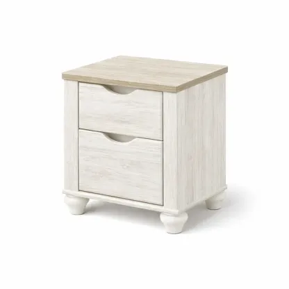 Table de chevet en bois avec 2 tiroirs-SOFINIO