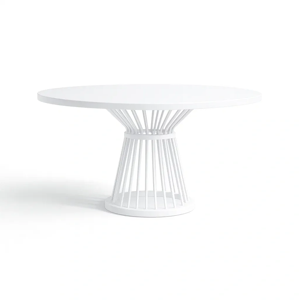 Table ronde en métal laqué blanc-SOFINIO