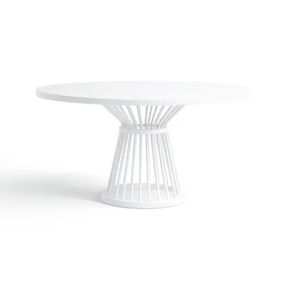 Table ronde en métal laqué blanc-SOFINIO