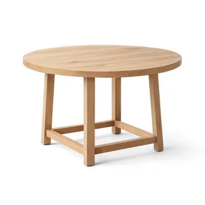 Table basse ronde en chêne massif diamètre 80 cm hauteur 45 cm-SOFINIO