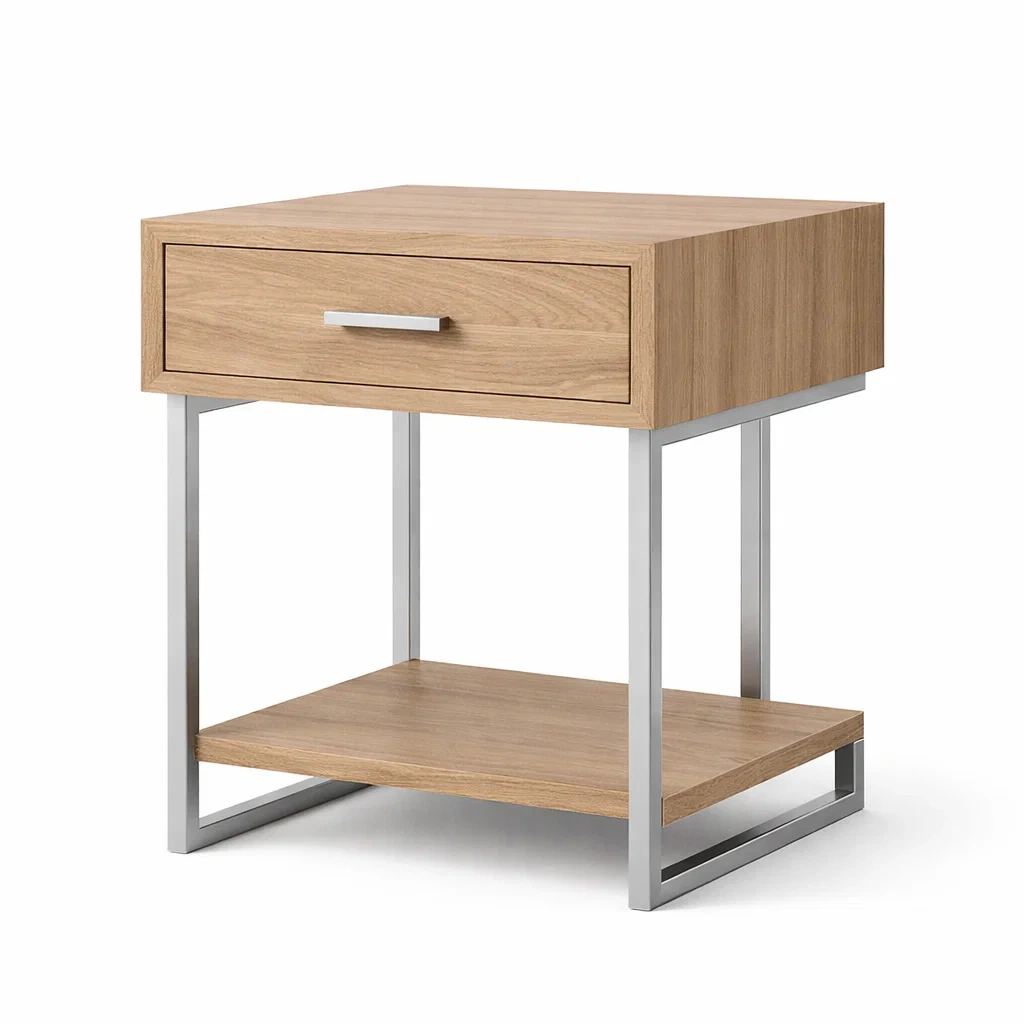 Table de chevet en bois avec cadre métallique-SOFINIO