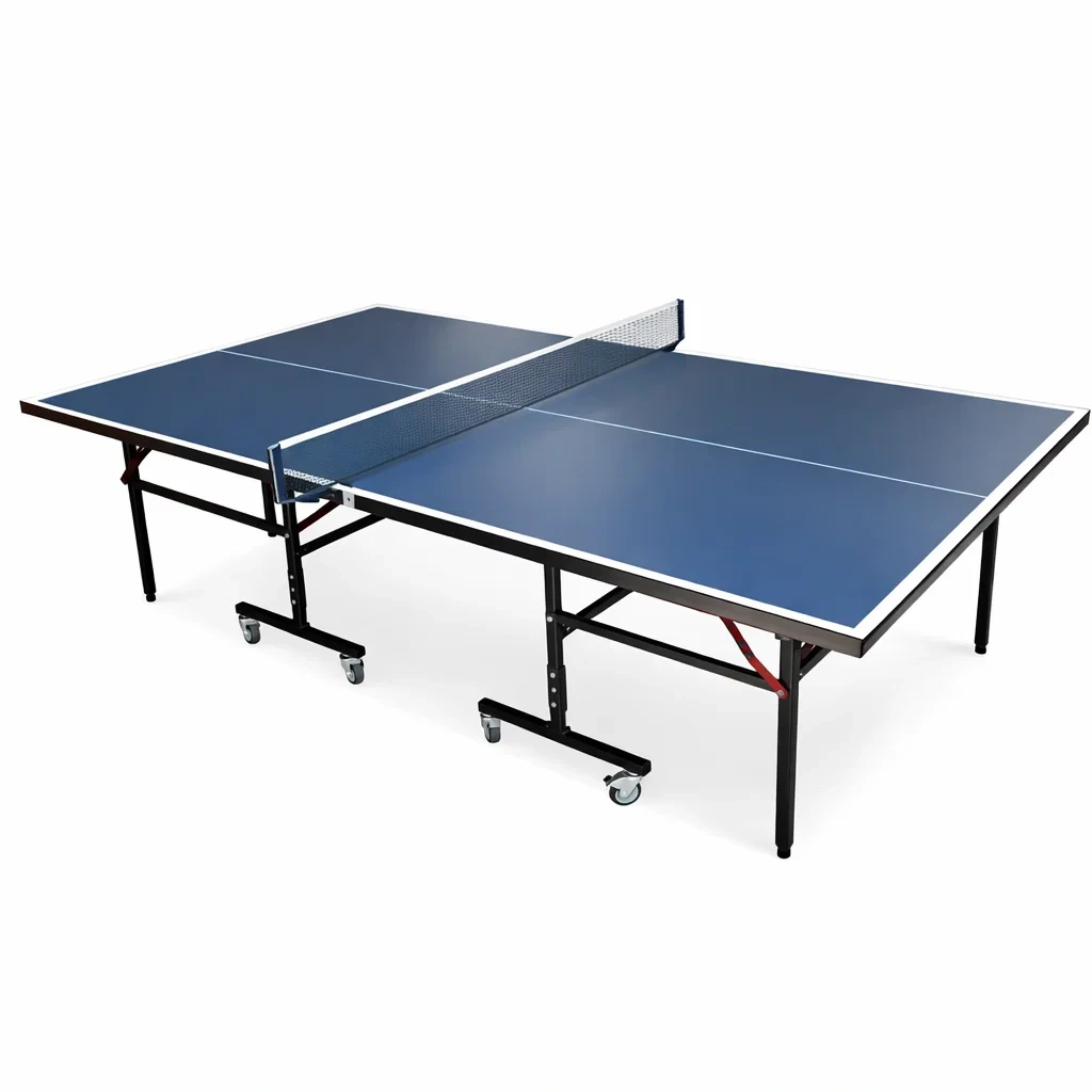 Table de ping-pong avec roulettes MDF et métal bleu-SOFINIO