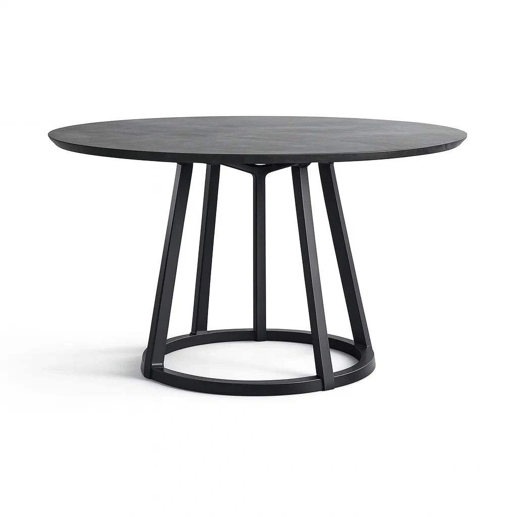 Table ronde en bois MDF et métal noir-SOFINIO