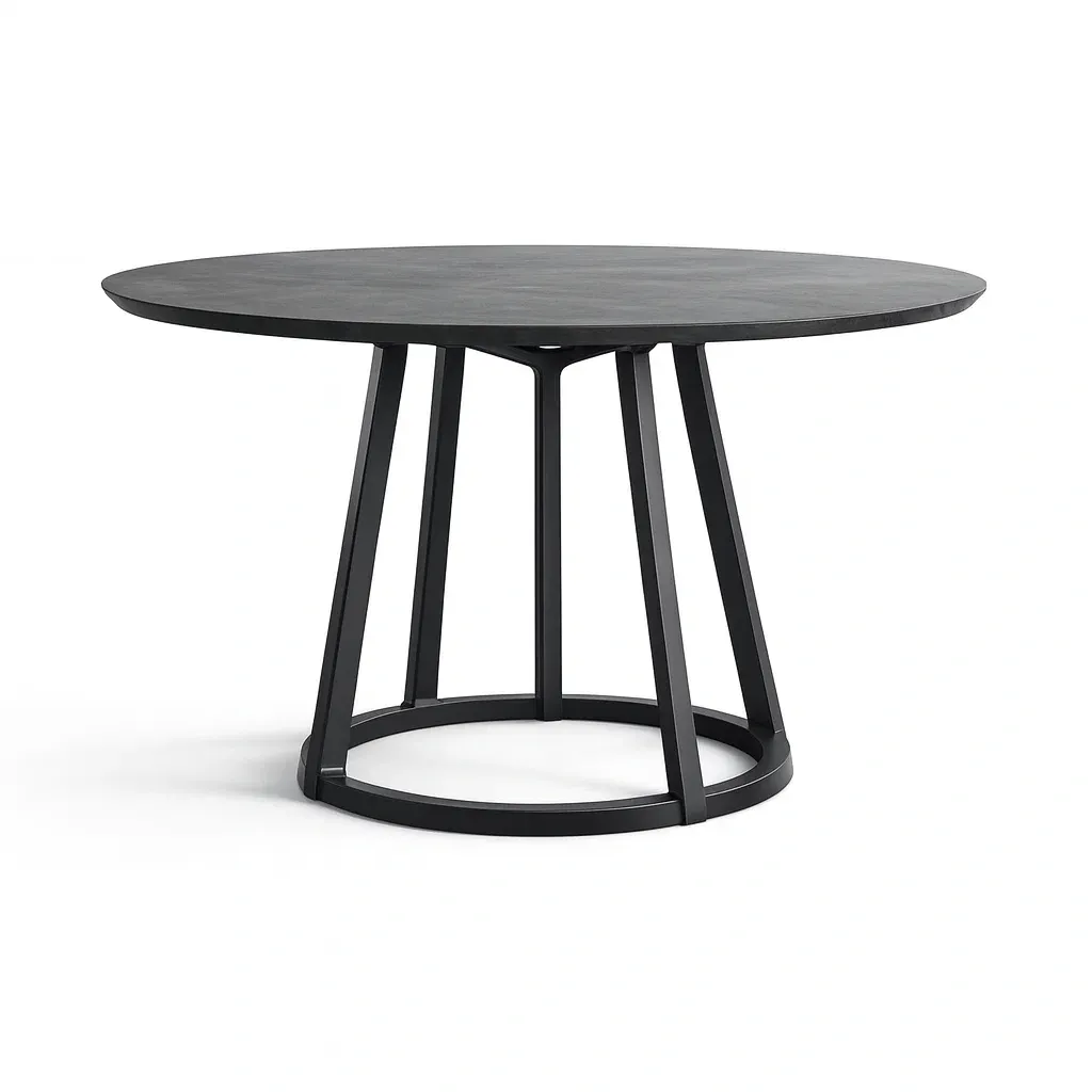 Table ronde en bois MDF et métal noir-SOFINIO