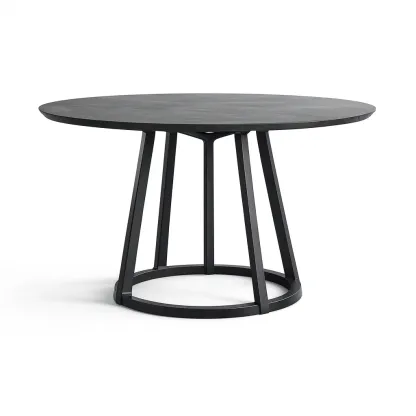 Table ronde en bois MDF et métal noir-SOFINIO